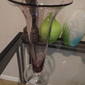 Vintage Hand-blown amethyst glass fluted vase